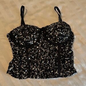No Boundaries Black Sequin Camisole Top